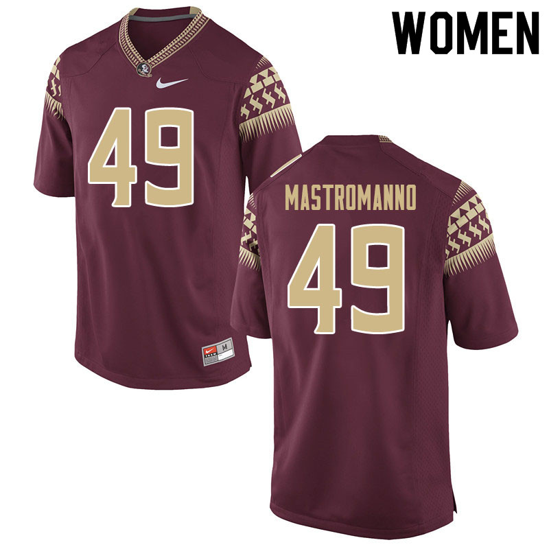 Women #49 Alex Mastromanno Florida State Seminoles College Football Jerseys Sale-Garnet